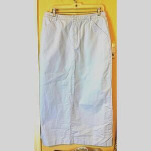 Vintage Lands End Skirt Womens sz 14 Pastel light blue Midi Pencil Cotton modest